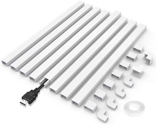 Small Wire Covers on Wall - One Cord Channel Cable Management System - Cable Cover on Wall for Home and Office, 8-Pack 125 inch, White