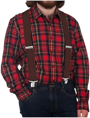 Ultrashang CLASSIC Mens Heavy-Duty Suspender: 2-Inch Wide, Sturdy Clips, X-Back, Adjustable Elastic Work Suspenders