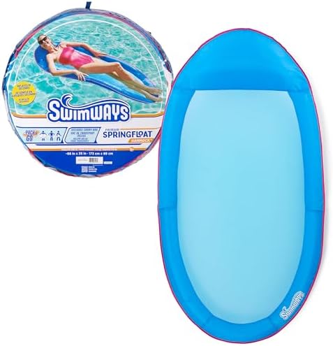 SwimWays Spring Float Premium Hammock Pool Lounger, Inflatable Pool Floats Adult with Fast Inflation for Ages 15 & Up