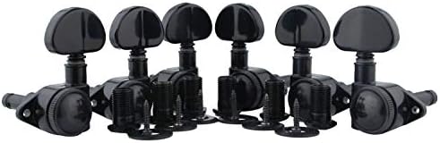 Guyker Guitar Locking Tuners (3L + 3R) - 1:21 High End Roto-Grip Rotomatic Lock String Tuning Key Pegs Machine Head with Big Handle Replacement for Electric, Folk or Acoustic Guitars - Black