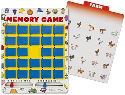 Melissa & Doug Flip to Win Travel Memory Game - Wooden Game Board, 7 Double-Sided Cards Road Trip Essentials For Kids, Hangman For Kids, Memory Toy For Toddlers And 5+