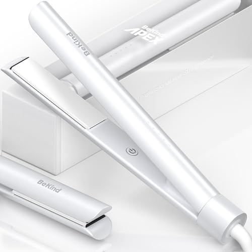 Bekind Apex 2-in-1 Hair Straightener Flat Iron | 1“ 460°F Straightener & Curler for All Hairstyles | UltraSmooth Tech | 15s Fast Heating & Temp Memory | Gift Set for Girls Women (Arctic White)