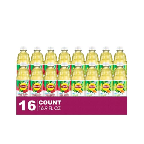 Lipton Diet Pack 8 Diet Mixed Berry + 8 Diet Citrus Iced Tea Plastic Bottle 16.9 fl oz
