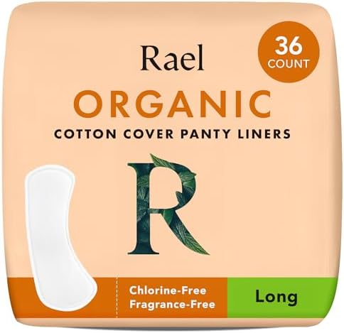 Rael Panty Liners for Women, Organic Cotton Cover - Long Pantiliners, Light Absorbency, Unscented, Chlorine Free (Long, 36 Count)