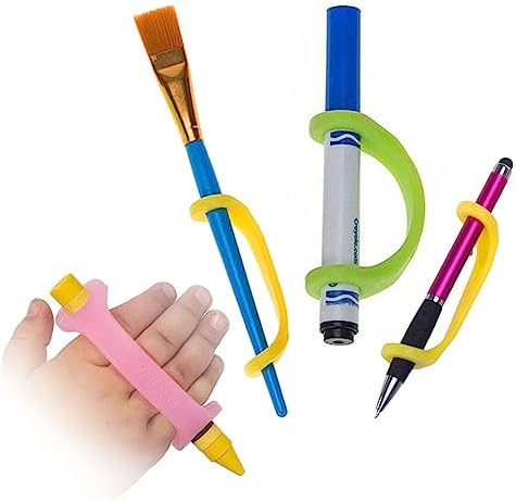 Art Pack - Silicone Adaptive Universal Cuff for Hand Grip Support, Daily Living Mobility Aid, Secure Hold on Pencils, Paint Brushes, Markers, Makeup - 4 Pack