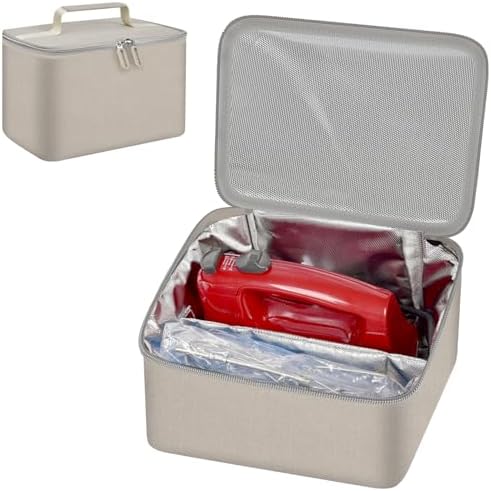 Digital Hand Mixer Carrying Bag for KitchenAid 5/6/ 7/9 Ultra Power Speed Hand Mixers, Portable Travel Storage Case Bag with Handle for Kitchen Aid Mixer Accessories (Box Only) (Beige)