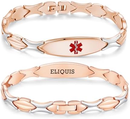 LinnaLove 7 1/2 inch Medical Alert Bracelets for women Stainless Steel Fashion Medical Bracelets Personalized Engraving