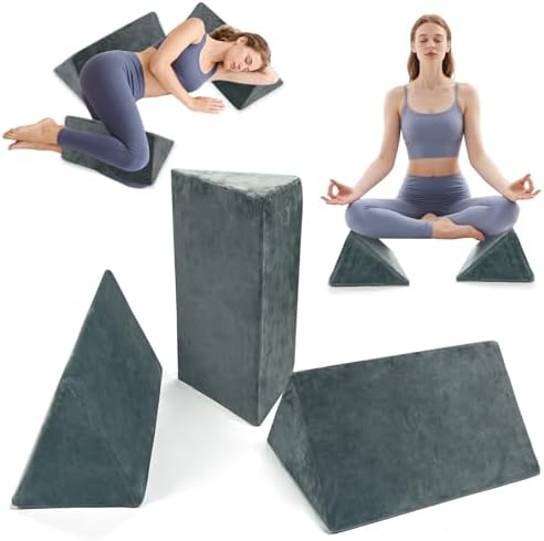16.5 x 10 x 8 Inches Grey Wedge Pillow Set for Post-Surgery Support & Leg Elevation 3 Piece Orthopedic Bed Pillows for Reading Sleeping Posture Comfort Washable Cover with Non-Slip Base