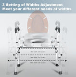 Raised Toilet Seat with Handles, Toilet Seat Riser for Seniors with Height and Width Adjustable, up to 400lbs, Commode Chair for Elderly, Pregnant and Handicap, Fit Any Toilet