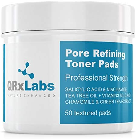 Pore Refining Toner Pads with Salicylic Acid and Niacinamide in a Witch Hazel Solution - with Vitamins B5, C & E, Chamomile & Green Tea - Helps Reduce The Look of Enlarged Pores