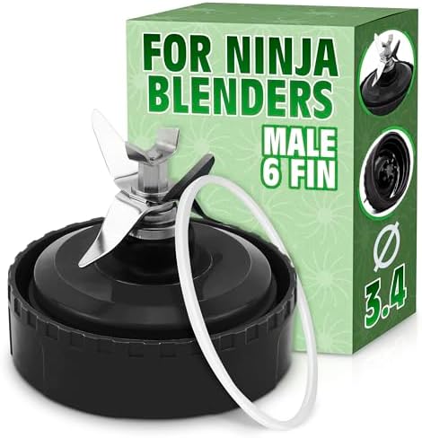 Ninja Blender Blade Replacement 6 Fin Male – Ninja Single Serve Blender Blade, 3.35” Stainless Steel for Smooth Blending, Compatible with BL660/740/770A, 30/BL770/780/773CO/771/772/780C0, 30/1200W