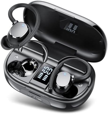 Ear buds Wireless Bluetooth Earbuds Sport 2025 NEW Bluetooth 5.3 Headphones with LED Display 128H Playtime Powerful Bass Over Ear Earphones with Earhooks IP7 Waterproof for Gym/Running/Workout