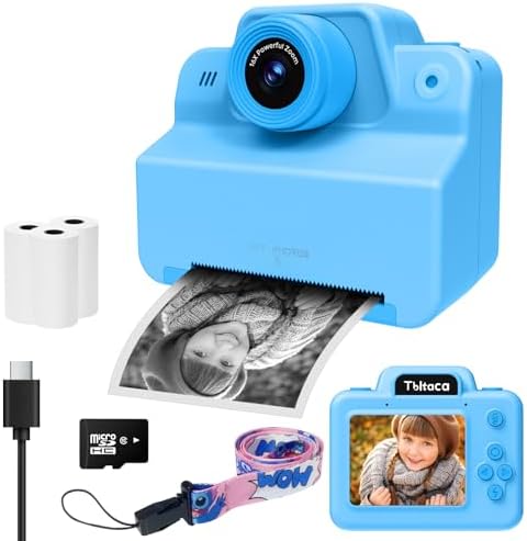 Instant Camera for Kids, Kids Instant Print Camera for 3 4 5 6 7 8 9 10 Years Old Girl Christmas Birthday Gifts, Portable Kid Toddler Digital Travel Camera Toy for Girls Boys Age 3-12 with SD Card