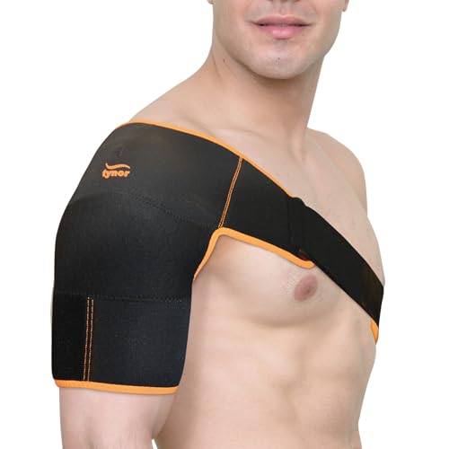 TYNOR Shoulder Brace for Torn Rotator Cuff Shoulder Compression Sleeve Wrap for Men & Women, Dislocation, Stability & Recovery Shoulder Support Adjustable Fits Left & Right Arm Sling, One Size (Black)