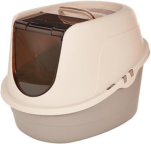 Amazon Basics No-Mess Enclosed Hooded Cat Litter Box, Standard, Multicolor, 21 in x 16 in x 15 in