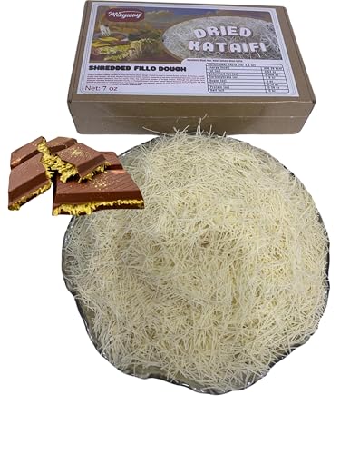 Kataifi Shredded Fillo Dough 7 OZ (200 g.) for Dubai Chocolate Bar Pistachio, Kadayif for Knafeh Pistachio Chocolate Bar Pastry in Cardboard Box Knafeh Kunafa Katafi Kunefe Kadaifi Phyllo Dough Chilled Kadafi Dubai Katifi Kanafeh