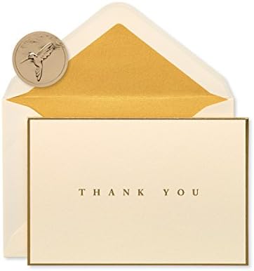 Papyrus Thank You Cards with Envelopes, Gold Border (16-Count)