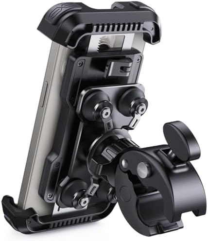 Lamicall Motorcycle Phone Mount Holder - [Dual Vibration Dampener] [Upgrade Handlebar Clip] Motorcycle Cell Phone Holder, Bike Phone Mount, Fit iPhone 16/15/14/13 Pro Max, 4.7-6.7" Phones, Black