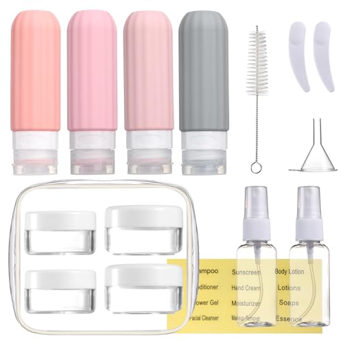 16 Pack Travel Bottles Set for Toiletries, Leakproof Travel Containers for Toiletries TSA Approved Silicone Travel Accessories Squeezable Refillable 3oz for Shampoo Conditioner Lotion