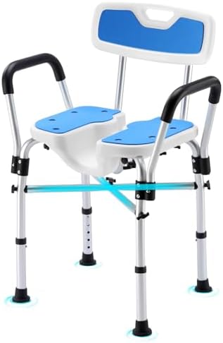 U-Shaped Shower Chair for Inside Shower, FSA/HSA Eligible 600lbs Heavy Duty Shower Chair for Elderly and Disabled, Shower Chair with Arms and Back, Height Adjustable Bath Chairs for Seniors