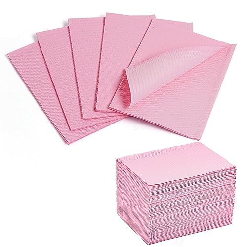Makartt Disposable Nail Mats: 50Pcs Pink Fordable Nail Paper Towels for Table Acrylic Nail Practice Sheet 3 Ply Waterproof Nail Art Table Mats Clean Pads for Salon Manicure Tattoo