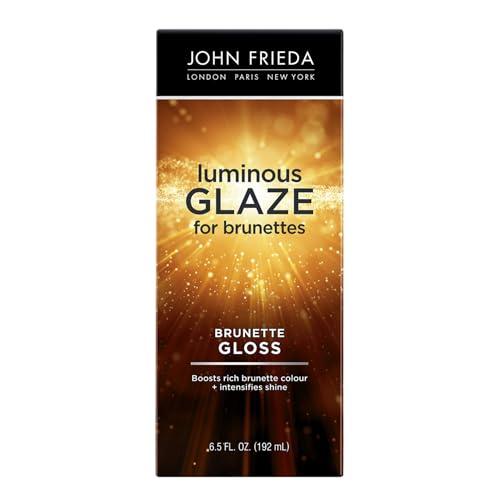 John Frieda Brilliant Brunette Luminous Glaze, Hair Gloss Enhances Rich Color and Boosts Shine for Silky Brunette Hair, Enhances While Mending Damaged Hair Surfaces, 6.5 Oz