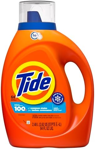 Tide Liquid Laundry Detergent, HE Compatible, Clean Breeze Scent, 64 loads, 84 fl oz (Packaging May Vary)