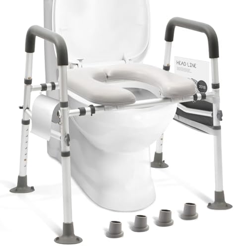 Raised Toilet Seat with Handles,500lbs Heavy Duty Toilet Seat Riser,Adjustable Safety Assist Toilet Chair for Elderly,Handicap, Pregnant,Fits Any Toilet