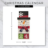 DII Christmas Advent Collection Decorative & Reusable Wooden Countdown Calendar, 11x5", Snowman Blocks