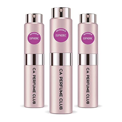 CA Perfume Impression of Calvin K. Euphoric For Women Replica Version Fragrance Dupes Concentrated Long Lasting Eau de Parfum Spray Refillable Atomizer Bottle 0.27 Fl Oz-X3