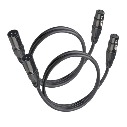XLR Cables, DMX Cable Male to Female (2Pack), XLR Microphone Cable 4ft/1.2m, Light DMX Terminator 3 Pin Connector