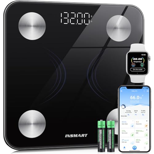 INSMART Smart Scale for Body Weight, Accurate Digital Bathroom Weight Scales, Bluetooth Body Fat Scale with BMI Muscle Mass, 17 Body Composition, Health Monitor Analyzer with APP Sync, 400 lbs