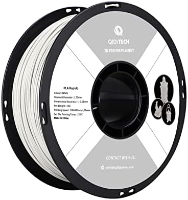 R QIDI TECHNOLOGY PLA Filament 1.75mm, 3D Printer Filament PLA Rapido, Suitable for High Speed Printing, 3D Printing Filament Fit Most FDM 3D Printers, 1 KG Spool (2.2lbs), White