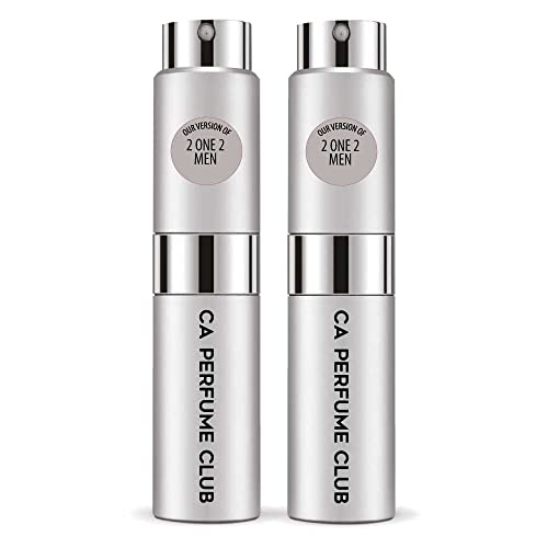 CA Perfume Impression of Carolina H. 2 One 2 Men For Men Replica Version Fragrance Dupes Concentrated Long Lasting Eau de Parfum Spray Refillable Atomizer Bottle 0.27 Fl Oz-X2