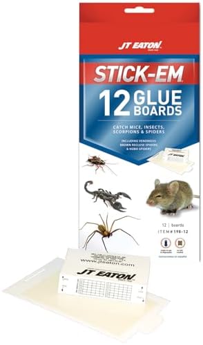 JT Eaton Stick-Em 198-12 Mouse & Insect Glue Trap, 12 Glue Traps, White