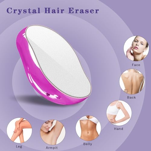 Crystal Hair Eraser for Women and Men, Reusable Crystal Hair Remover Magic Painless Exfoliation Hair Removal Tool, Magic Hair Eraser Device for Back Arms Legs (Lavender)