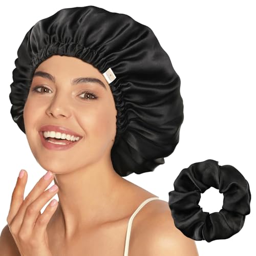 YANIBEST 22 Momme 100% Mulberry Silk Sleep Cap SilK Bonnet for Women - Natural Silk Sleeping Cap Hair Bonnet Silk Scrunchies