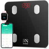 FITINDEX Digital Bathroom Scale, Accurate Scales for Body, BMI, Body Fat, Muscle Mass, 13 Body Composition Analyzer, Sync APP, Measures Weight up to 400 lbs - Black