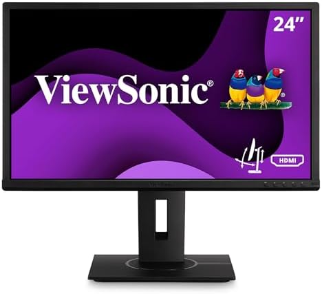 ViewSonic VG2440 24 Inch IPS 1080p Ergonomic Monitor with HDMI, DisplayPort, VGA, USB Inputs for Home and Office
