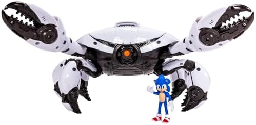 Sonic The Hedgehog Sonic 3 Movie Toys Crab Mech Pinching Claws Playset with 2.5 Inch Sonic Action Figure Officially Licensed 3 Movie Playset Toys for Kids