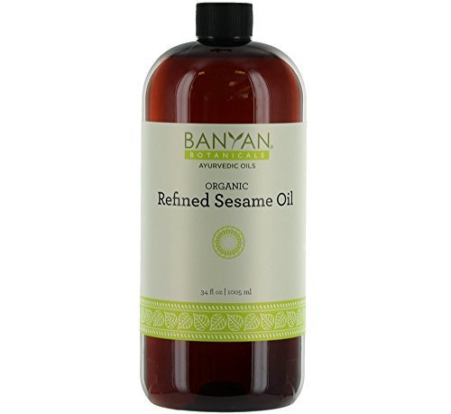 Banyan Botanicals Refined Sesame Oil - USDA Organic, 34 oz - Unscented Traditional Ayurvedic Oil for Massage