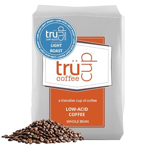 trücup Low Acid Coffee, Light Roast Whole Bean Coffee 80 Oz, Natural Water&Steam Process (60% Less Acid), Smooth Flavor, Stomach-Friendly Rich in Antioxidants