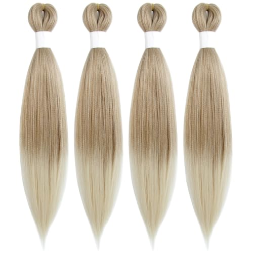Braiding Hair Pre Stretched 18 Inch 4 Packs, Short Hair Extensions for Braids, Synthetic Braiding Hair Prestretched T27/613