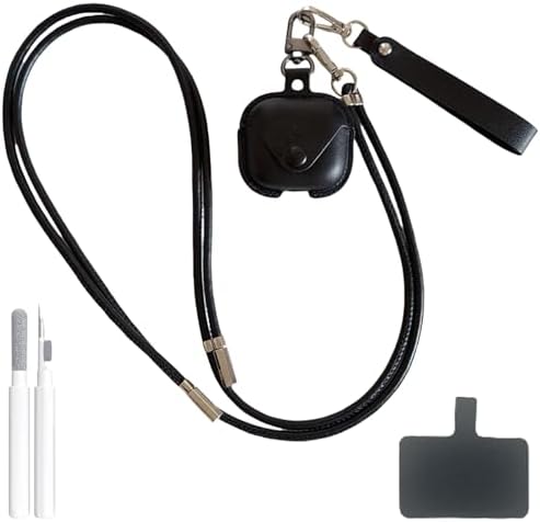 for AirPods 4 Case, Compatible with AirPods 4th Generation Case (2024),for MagSafe,Drop Protection Cover with Lanyard, Buckle Lock,Leather Protective case,Keychain,Girl,Black,Cute,Women,