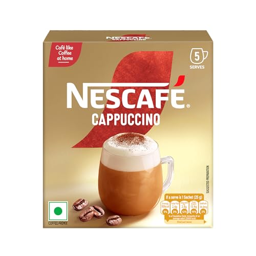 Nescafe Cappuccino Instant Coffee Premix, 25 grams- Pack of 5 - India