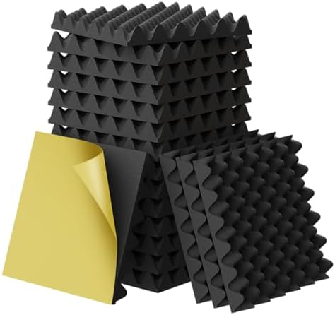 12 Pack 1.5"X12"X12" Acoustic Foam, Self Adhesive Sound Proof Egg Crate Foam(Most Soundproofing Design), Upgraded Sound Proof Foam Panels for Walls, Doors, Fire-Retardent Acoustic Panels,Made by WVOVW