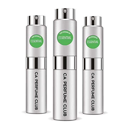 CA Perfume Impression of Essential For Men Replica Version Fragrance Dupes Concentrated Long Lasting Eau de Parfum Spray Refillable Atomizer Bottle 0.27 Fl Oz-X3