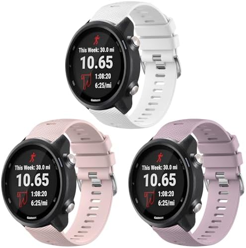 Meliya for Garmin Forerunner 245 / Forerunner 645 / Forerunner 165 / Forerunner 158 / Forerunner 55 Watch Band Women Men, 20mm Soft Silicone Replacement Strap for Garmin Forerunner 245/645 Music SmartWatch
