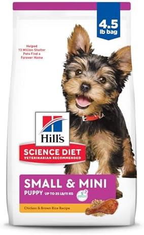 Hill's Science Diet Puppy, Puppy, Small & Mini Breeds Puppy Premium Nutrition, Dry Dog Food, Chicken, Brown Rice, & Barley, 4.5 lb Bag
