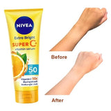 Nivea Extra Bright Super C+ Vitamin Body Serum Sunscreen, SPF50+ PA+++ Size 320 ml, 10.82 Oz (Pack Of 1)